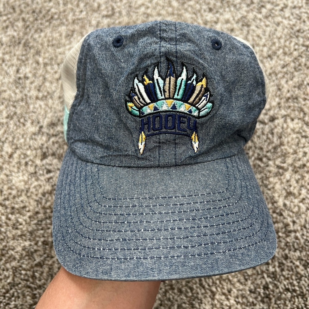 Hooey Indian Headdress Womens Denim Mesh Back Trucker Snapback Hat Cap